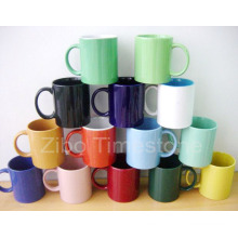 11oz cerámica de color blanco tazas en blanco para el café y el té (7102D-002)